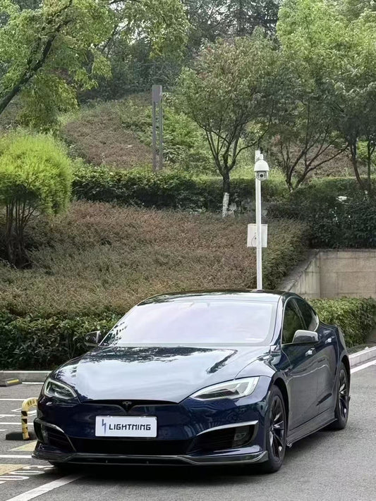 Tesla Model S 2nd Gen 2016 2017 2018 2019 2020 2021&nbsp;with Aftermarket Parts - Front Lip Splitter Carbon Fiber / FRP from CMST Tuning