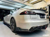 Tesla Model S 3rd Gen late 2021 2022 2023 2024 with Aftermarket Parts - Rear Diffuser & Canards Carbon Fiber / FRP from CMST Tuning