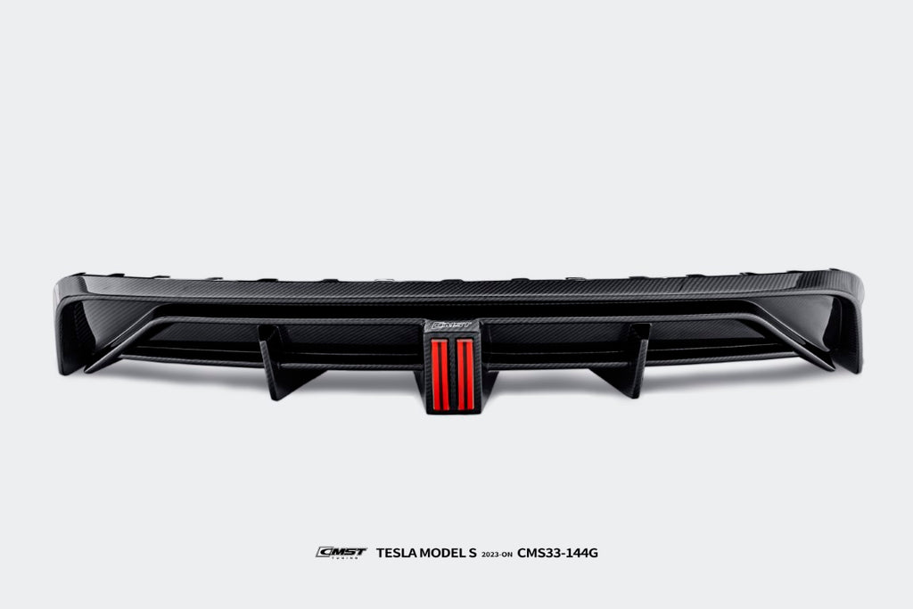 Tesla Model S 3rd Gen late 2021-ON with Aftermarket Parts - Pre-preg Carbon Fiber & FRP Rear Diffuser & Rear Canards  from  CMST Tuning