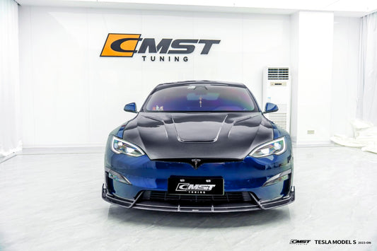 Tesla Model S 3rd Gen late 2021-ON with Aftermarket Parts - Carbon Fiber & FRP Front Canards from CMST Tuning