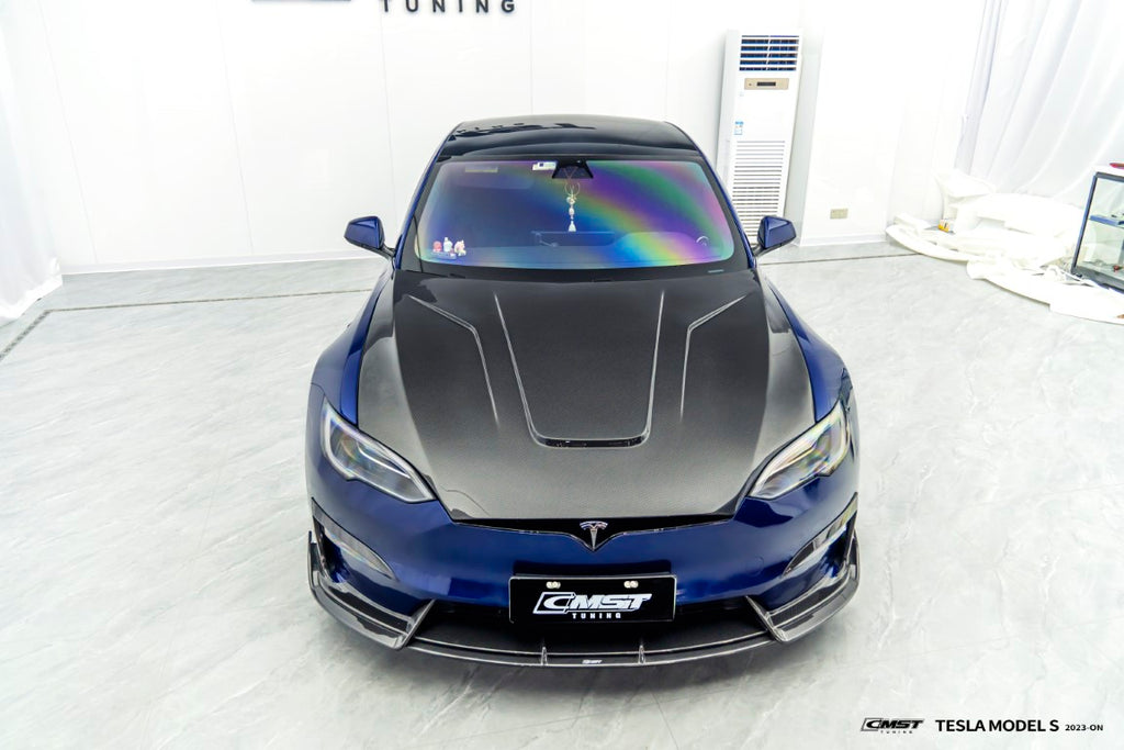 Tesla Model S 3rd Gen late 2021-ON with Aftermarket Parts - Carbon Fiber & FRP Front Canards from CMST Tuning