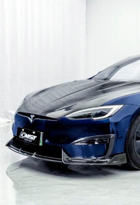 Tesla Model S 3rd Gen late 2021-ON with Aftermarket Parts - Carbon Fiber & FRP Front Canards from CMST Tuning