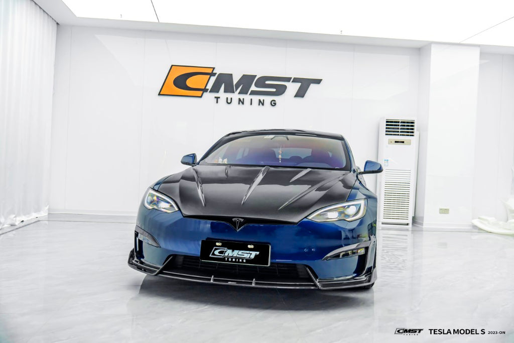 Tesla Model S 3rd Gen late 2021-ON with Aftermarket Parts - Carbon Fiber & FRP Front Canards from CMST Tuning