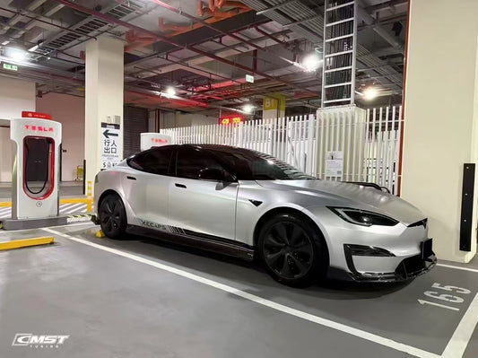 Tesla Model S 3rd Gen late 2021 2022 2023 2024 with Aftermarket Parts - Side Skirts Carbon Fiber / FRP from CMST Tuning