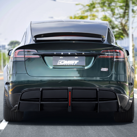 Tesla Model X 2022-ON with Aftermarket Parts - V2 Rear Diffuser  FRP / Carbon Fiber from CMST Tuning
