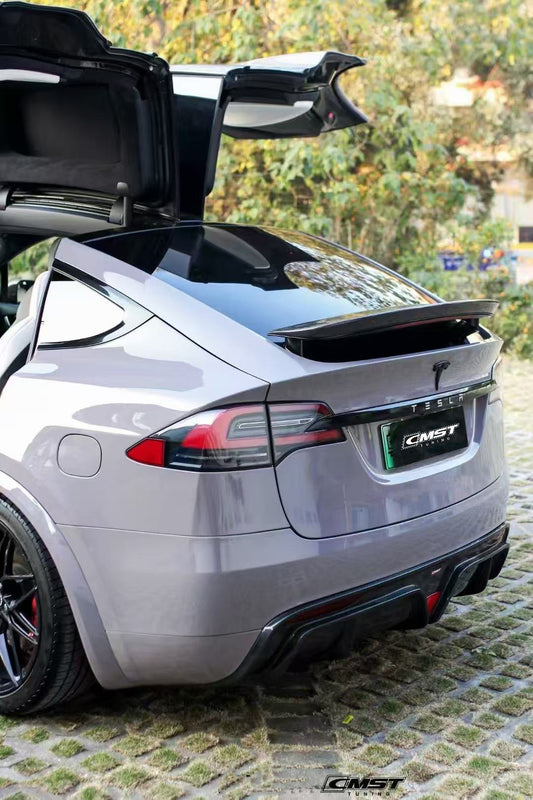 Tesla Model X P100D 100D 90D 75D 60D Performance Long Range Base 2016-2021 with Aftermarket Parts - Rear Diffuser Carbon Fiber / FRP from CMST Tuning