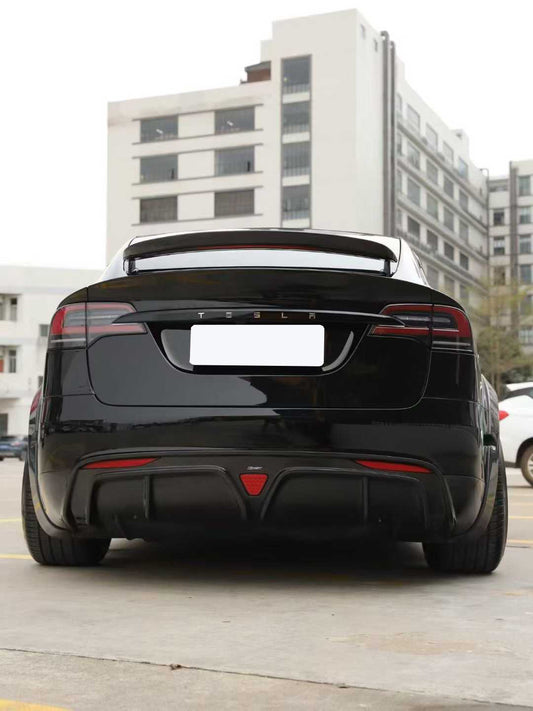 Tesla Model X P100D 100D 90D 75D 60D Performance Long Range Base 2016-2021 with Aftermarket Parts - Rear Diffuser Carbon Fiber / FRP from CMST Tuning