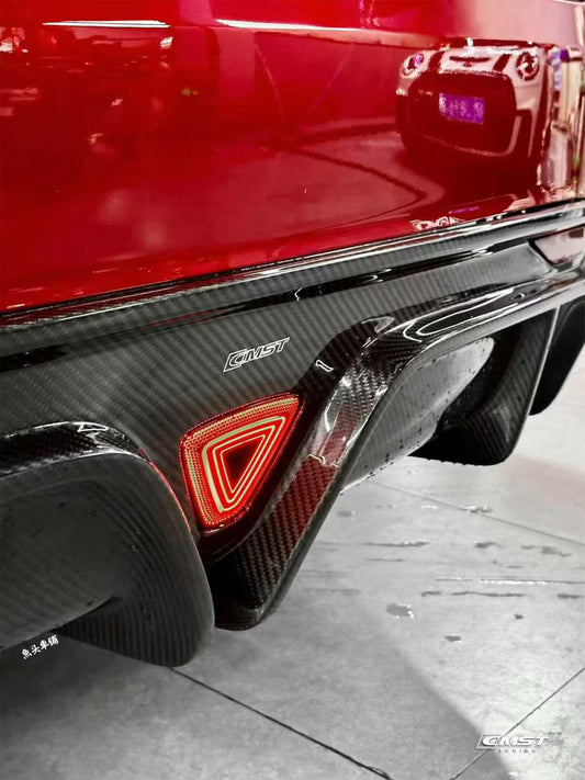 Tesla Model X P100D 100D 90D 75D 60D Performance Long Range Base 2016-2021 with Aftermarket Parts - Rear Diffuser Carbon Fiber / FRP from CMST Tuning