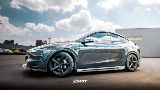 Tesla Model Y Juniper 2026-ON with Aftermarket Parts - V1 Front Lip Carbon Fiber / FRP from CMST Tuning