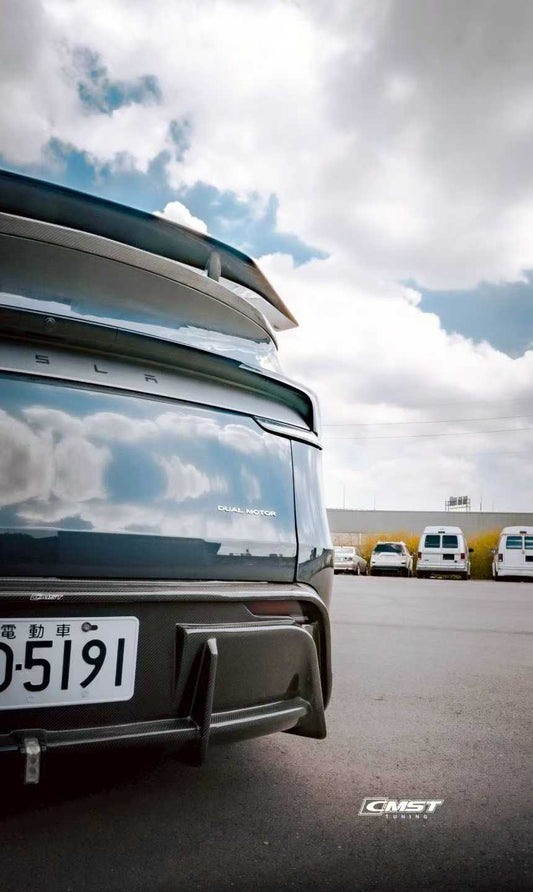 Tesla Model Y Juniper 2026-ON with Aftermarket Parts - V1 Rear Spoiler Carbon Fiber / FRP from CMST Tuning