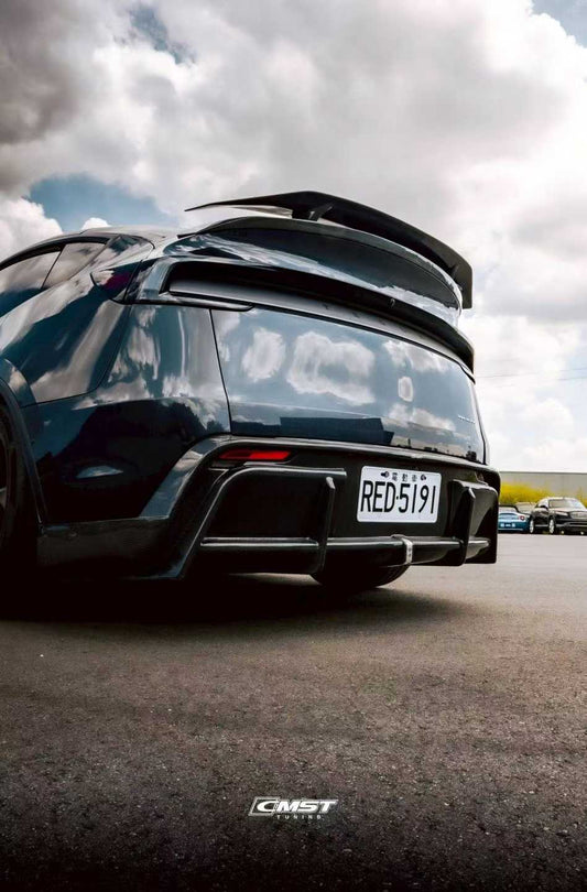 Tesla Model Y Juniper 2026-ON with Aftermarket Parts - V2 Rear Diffuser Carbon Fiber / FRP from CMST Tuning