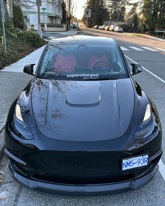 Tesla Model Y Performance AWD Long Range RWD Standard 2020 2021 2022 2023 2024 with Aftermarket Parts - V1 Hood Bonnet Carbon Fiber / FRP from CMST Tuning