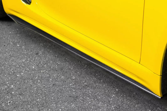 Porsche 718 718 Cayman Boxster Base S T GTS GT4 Spyder 2017-ON with Aftermarket Parts - V1 Style Side Skirts Carbon Fiber / FRP from CMST Tuning
