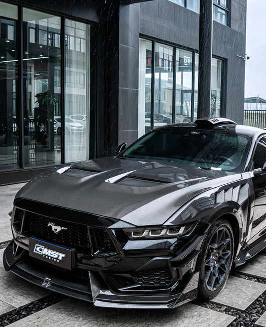 Ford Mustang S650 2.3 Ecoboost 5.0 GT Dark Horse 2024-ON with Aftermarket Parts - V1 GTD Style Hood Carbon Fiber / FRP from CMST Tuning