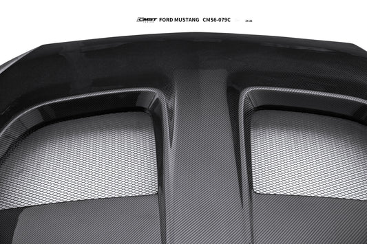 Ford Mustang S650 2.3 Ecoboost 5.0 GT Dark Horse 2024-ON with Aftermarket Parts - V1 GTD Style Hood Carbon Fiber / FRP from CMST Tuning