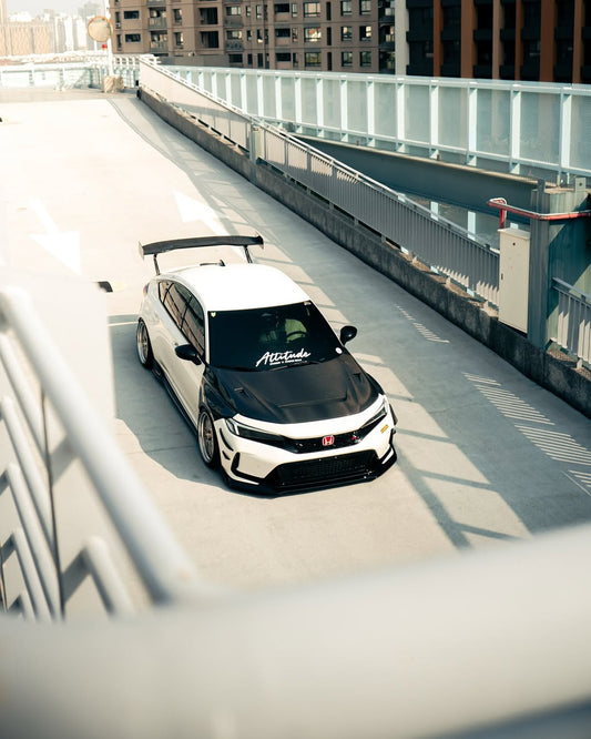 Honda Civic Type-R FL5 2023 2024 with Aftermarket Parts - V1 Hood Bonnet Carbon Fiber from CMST Tuning