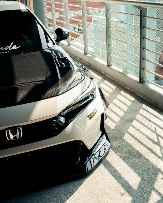Honda Civic Type-R FL5 2023 2024 with Aftermarket Parts - V1 Hood Bonnet Carbon Fiber from CMST Tuning