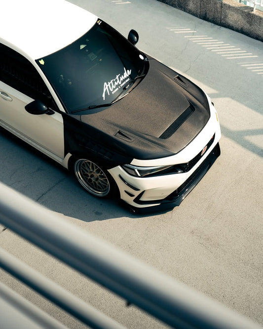 Honda Civic Type-R FL5 2023 2024 with Aftermarket Parts - V1 Hood Bonnet Carbon Fiber from CMST Tuning