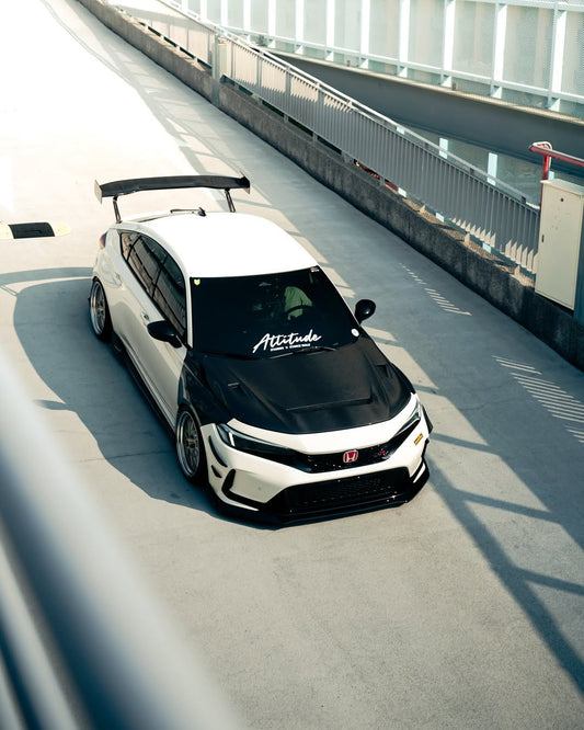 Honda Civic Type-R FL5 2023 2024 with Aftermarket Parts - V1 Hood Bonnet Carbon Fiber from CMST Tuning