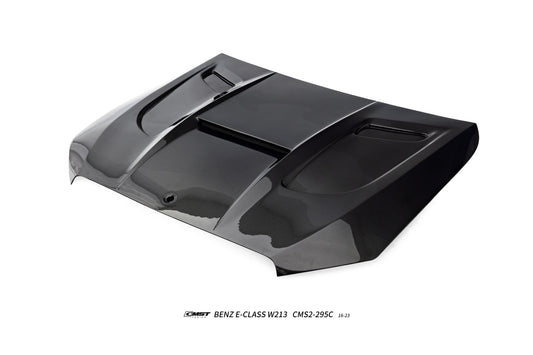Mercedes Benz E-Class E63S E63 E53 E43 AMG E550 E450 E400 E350 E300 W213 2017 2018 2019 2020 2021 2022 2023 with Aftermarket Parts - V1 Hood Carbon Fiber / FRP from CMST Tuning