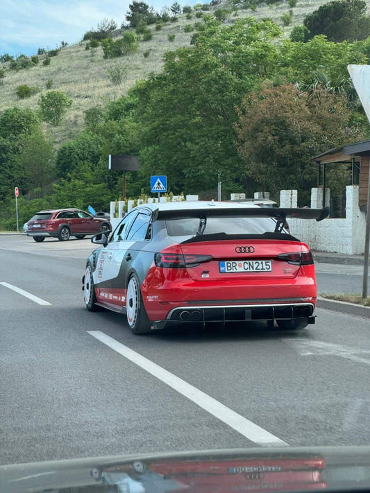 Audi RS3 S3 A3 8V/8V.5 2014 2015 2016 2017 2018 2019 2020 with Aftermarket Parts - V1 Style Rear Wing Carbon Fiber from CMST Tuning