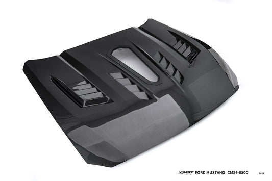 Ford Mustang S650 2.3 Ecoboost 5.0 GT Dark Horse 2024-ON with Aftermarket Parts - V2 Clearview Glass Transparent Hood Carbon Fiber / FRP from CMST Tuning