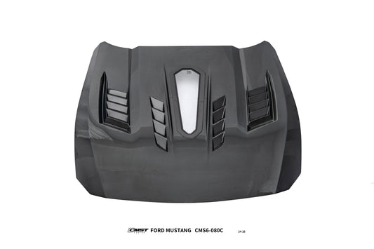 Ford Mustang S650 2.3 Ecoboost 5.0 GT Dark Horse 2024-ON with Aftermarket Parts - V2 Clearview Glass Transparent Hood Carbon Fiber / FRP from CMST Tuning