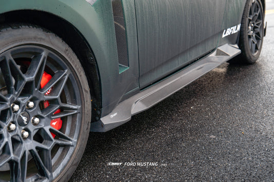 Ford Mustang S650 2.3 Ecoboost 5.0 GT Dark Horse 2024-ON with Aftermarket Parts - V2 Side Skirts Carbon Fiber / FRP from CMST Tuning