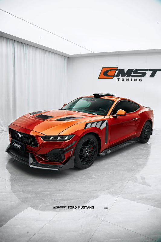 Ford Mustang S650 GT 2024-ON with Aftermarket Parts - V2 Front Lip Carbon Fiber / FRP from CMST Tuning