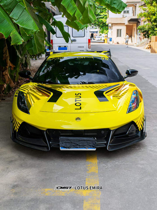 Lotus Emira 3.6 V6 2.0 Four-cylinder 2022-ON with Aftermarket Parts - V2 Front Lip Dry Pre-preg Carbon Fiber / FRP