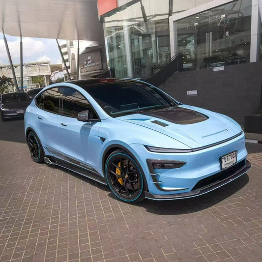 Tesla Model Y Juniper 2026-ON with Aftermarket Parts - V1 Front Lip Carbon Fiber / FRP from CMST Tuning