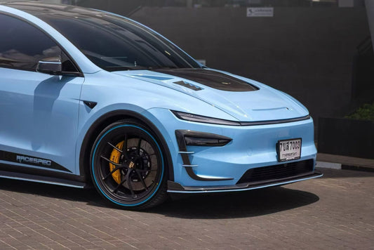 Tesla Model Y Juniper 2026-ON with Aftermarket Parts - V1 Front Lip Carbon Fiber / FRP from CMST Tuning