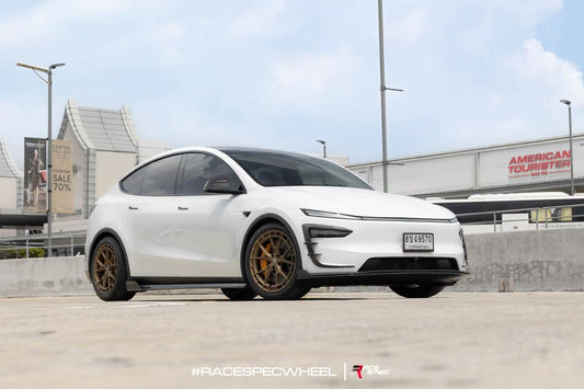 Tesla Model Y Juniper 2026-ON with Aftermarket Parts - V1 Front Lip Carbon Fiber / FRP from CMST Tuning