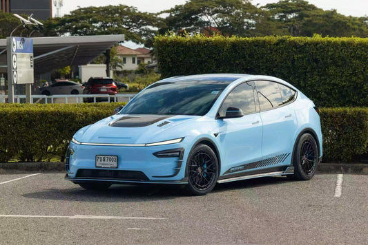 Tesla Model Y Juniper 2026-ON with Aftermarket Parts - V1 Front Lip Carbon Fiber / FRP from CMST Tuning