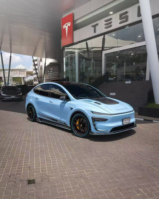 Tesla Model Y Juniper 2026-ON with Aftermarket Parts - V1 Front Lip Carbon Fiber / FRP from CMST Tuning