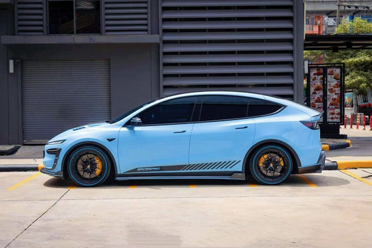 Tesla Model Y Juniper 2026-ON with Aftermarket Parts - V1 Side Skirts Carbon Fiber / FRP from CMST Tuning