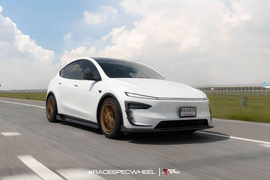 Tesla Model Y Juniper 2026-ON with Aftermarket Parts - V1 Front Lip Carbon Fiber / FRP from CMST Tuning