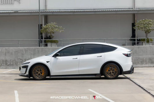 Tesla Model Y Juniper 2026-ON with Aftermarket Parts - V1 Side Skirts Carbon Fiber / FRP from CMST Tuning