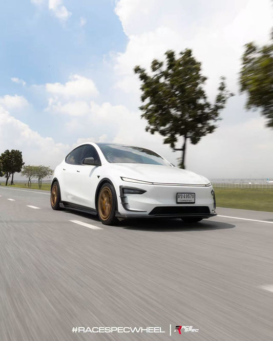 Tesla Model Y Juniper 2026-ON with Aftermarket Parts - V1 Front Lip Carbon Fiber / FRP from CMST Tuning