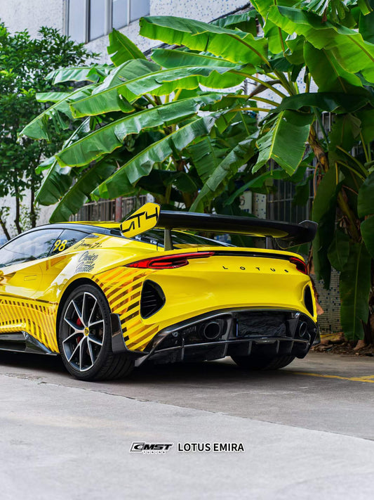 Lotus Emira 3.6 V6 2.0 Four-cylinder 2022-ON with Aftermarket Parts - V3 Rear Spoiler Dry Pre-preg Carbon Fiber / FRP