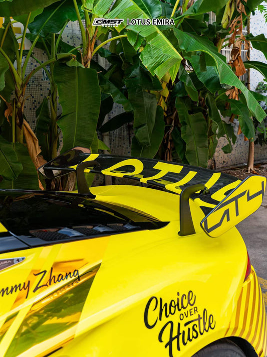 Lotus Emira 3.6 V6 2.0 Four-cylinder 2022-ON with Aftermarket Parts - V3 Rear Spoiler Dry Pre-preg Carbon Fiber / FRP