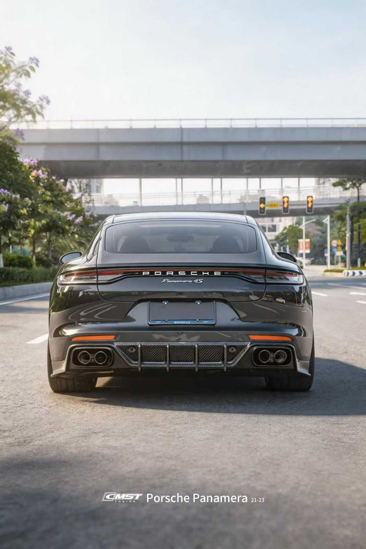 Porsche Panamera 971 971.1 RWD/Base/4/4S/GTS/Turbo/Turbo S 2017-2020 & Panamera 971 971.2 RWD/Base/4/4S/GTS/Turbo/Turbo S 2021-2023 with Aftermarket Parts - V2 Style Pre-preg Carbon & FRP Rear Diffuser from CMST Tuning