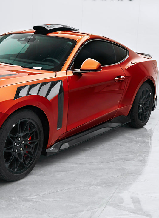 Ford Mustang S650 2.3 Ecoboost 5.0 GT Dark Horse 2024-ON with Aftermarket Parts - V2 Side Skirts Carbon Fiber / FRP from CMST Tuning