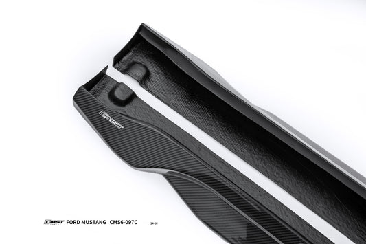 Ford Mustang S650 2.3 Ecoboost 5.0 GT Dark Horse 2024-ON with Aftermarket Parts - V2 Side Skirts Carbon Fiber / FRP from CMST Tuning