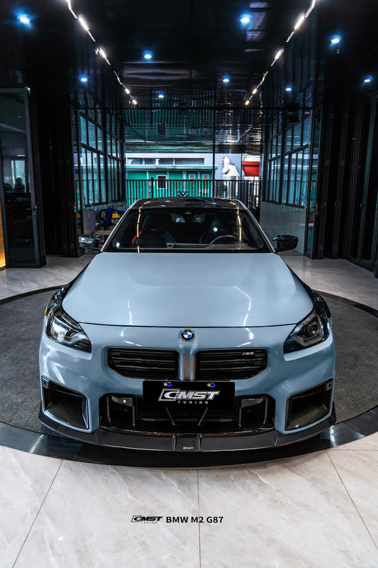 BMW M2CS M2 G87 2023-ON with Aftermarket Parts - V2 Style Front Lip Dry Pre-preg Carbon Fiber / FRP from CMST Tuning