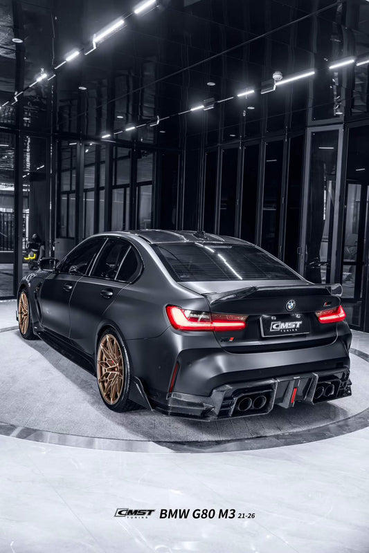 BMW M3CS M3C M3 G80 G81 2021-ON & M4CS M4C M4 G82 G83 2021-ON with Aftermarket Parts - V2 Style Rear Diffuser & Canards Dry Pre-preg Carbon Fiber / FRP from CMST Tuning