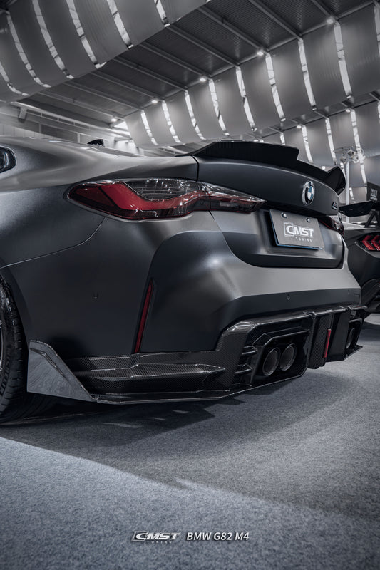 BMW 4 series 430i M440i G22 2020-ON & M4/M4C/M4CS G82 2021-ON with Aftermarket Parts - Pre-preg Carbon Fiber & FRP Rear Spoiler from CMST Tuning 