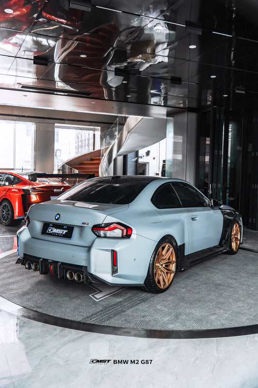 BMW M2CS M2 G87 2023-ON with Aftermarket Parts - V2 Style Side Skirts Dry Pre-preg Carbon Fiber / FRP from CMST Tuning