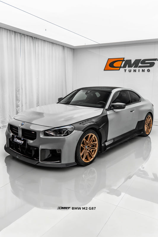 BMW M2CS M2 G87 2023-ON with Aftermarket Parts - V2 Style Side Skirts Dry Pre-preg Carbon Fiber / FRP from CMST Tuning
