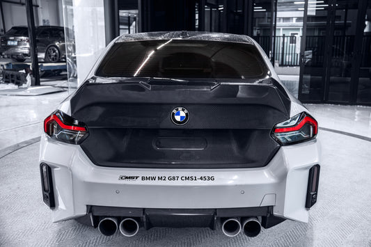 BMW M2CS M2 G87 2023-ON &amp; 2 Series M240i 230i G42 2022-ON with Aftermarket Parts - V2 Style Rear Trunk Dry Pre-preg Carbon Fiber / FRP from CMST Tuning